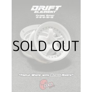 画像: DRIFT ELEMENT SERIES RIM：White 5Spokes White Lip Black Rivets