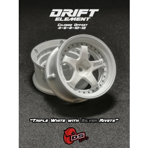 画像: DRIFT ELEMENT SERIES RIM：White 5Spokes White Lip Silver Rivets