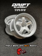 画像: DRIFT ELEMENT SERIES RIM：White 5Spokes White Lip Gold Rivets