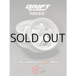 画像: DRIFT ELEMENT SERIES RIM：White 5Spokes White Lip Gold Rivets