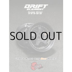 画像: DRIFT ELEMENT SERIES RIM：Black 5Spokes Black Lip Gold Rivets