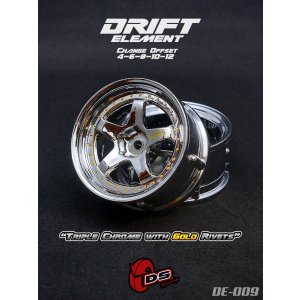 画像: DRIFT ELEMENT SERIES RIM：Chrome 5Spokes Chrome Lip Gold Rivets