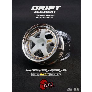 画像: DRIFT ELEMENT SERIES RIM：White 5Spokes Chrome Lip Gold Rivets