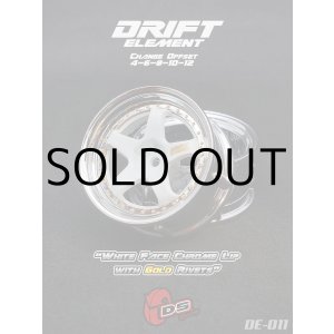 画像: DRIFT ELEMENT SERIES RIM：White 5Spokes Chrome Lip Gold Rivets