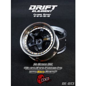 画像: DRIFT ELEMENT SERIES RIM：Gloss Black 5Spokes Chrome Lip Gold Rivets