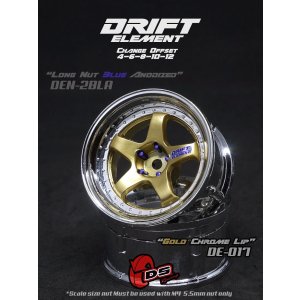 画像: DRIFT ELEMENT SERIES RIM：Gold 5Spokes Chrome Lip Chrome Rivets
