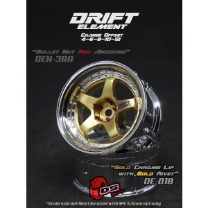 画像: DRIFT ELEMENT SERIES RIM：Gold 5Spokes Chrome Lip  Gold Rivets