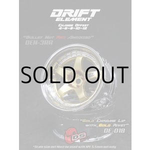 画像: DRIFT ELEMENT SERIES RIM：Gold 5Spokes Chrome Lip  Gold Rivets
