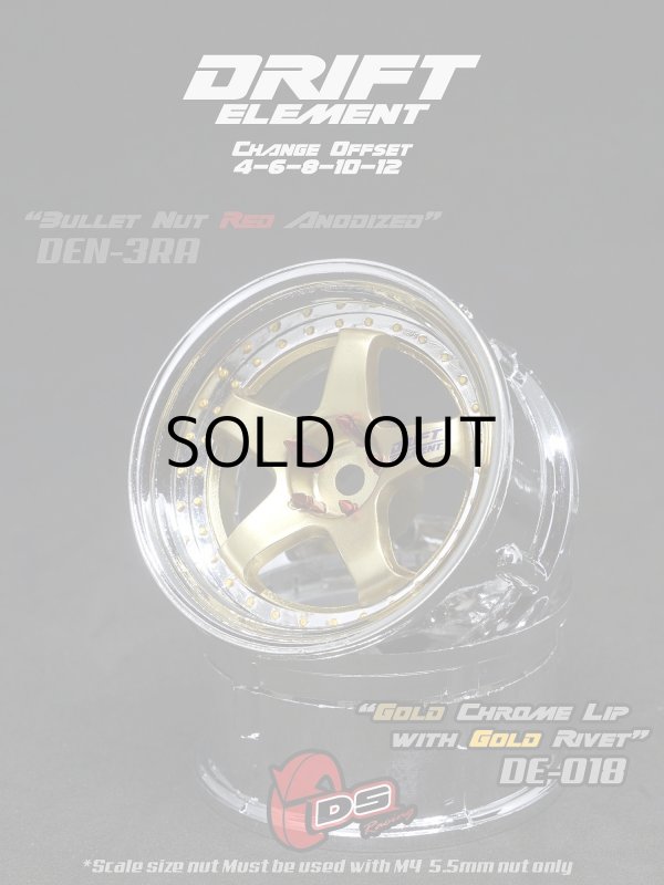 画像1: DRIFT ELEMENT SERIES RIM：Gold 5Spokes Chrome Lip  Gold Rivets