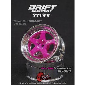 画像: DRIFT ELEMENT SERIES RIM：Flu Pink 5Spokes Chrome Lip Chrome Rivets