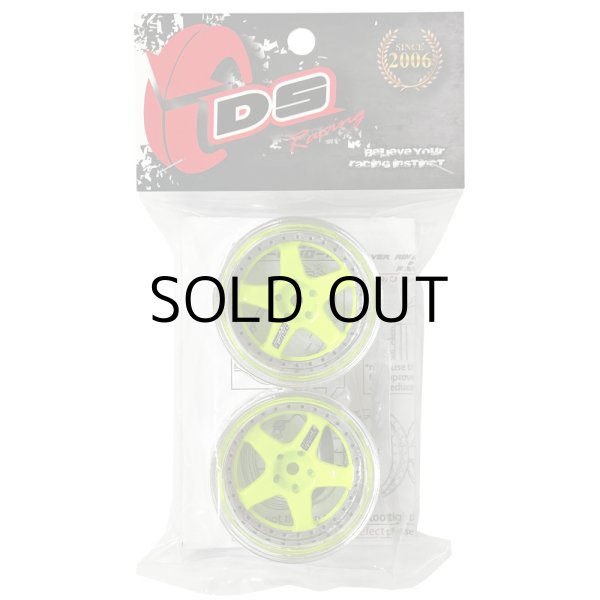 画像2: DRIFT ELEMENT SERIES RIM：Flu Lime 5Spokes Chrome Lip Black Rivets