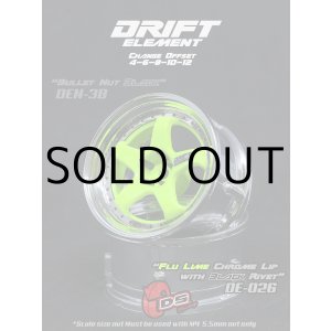 画像: DRIFT ELEMENT SERIES RIM：Flu Lime 5Spokes Chrome Lip Black Rivets
