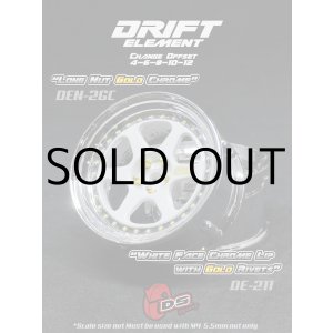 画像: DRIFT ELEMENT SERIES RIM：White 6Spokes Chrome Lip Gold Rivets