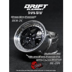 画像: DRIFT ELEMENT SERIES RIM:Gloss Black 6Spokes Chrome Lip Black Rivets