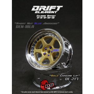 画像: DRIFT ELEMENT SERIES RIM:Gold 6Spokes Chrome Lip  Chrome Rivets