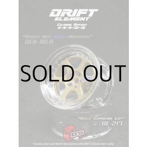 画像: DRIFT ELEMENT SERIES RIM：Gold 6Spokes Chrome Lip  Chrome Rivets