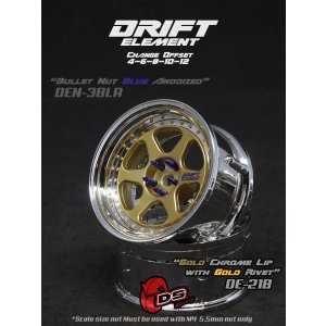 画像: DRIFT ELEMENT SERIES RIM:Gold 6Spokes Chrome Lip Gold Rivets