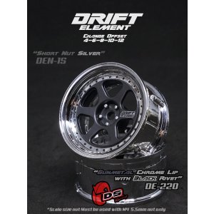 画像: DRIFT ELEMENT SERIES RIM:Gunmetal 6Spokes Chrome Lip Black Rivets