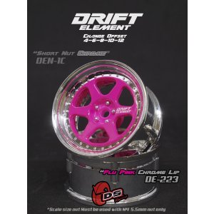 画像: DRIFT ELEMENT SERIES RIM:Flu Pink 6Spokes Chrome Lip Chrome Rivets