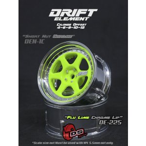 画像: DRIFT ELEMENT SERIES RIM:Flu Lime 6Spokes Chrome Lip Chrome Rivets