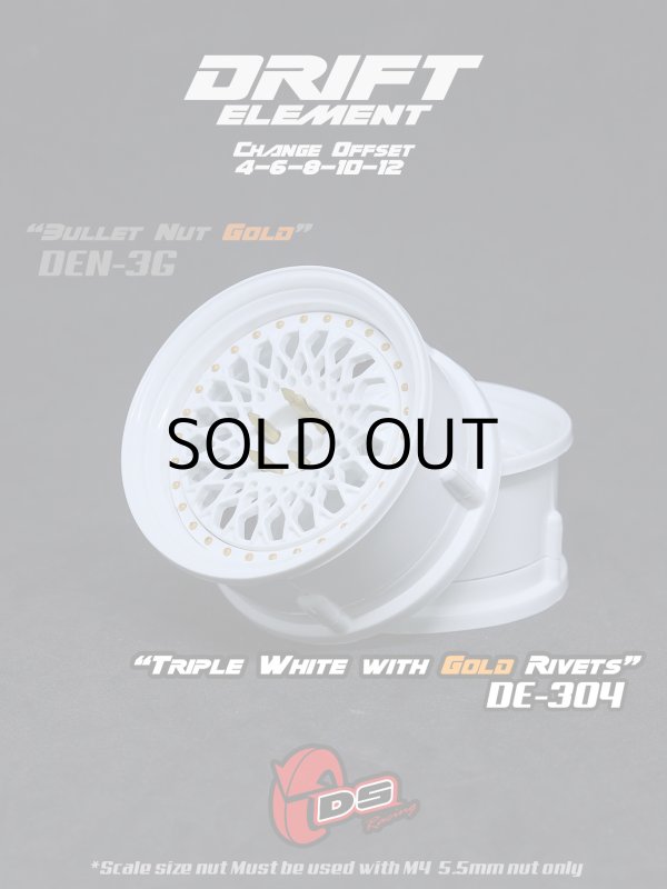 画像1: DRIFT ELEMENT SERIES RIM：White Mesh White Lip Gold Rivets