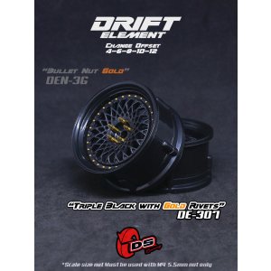 画像: DRIFT ELEMENT SERIES RIM：Black Mesh Black Lip Gold Rivets