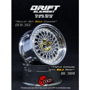 画像: DRIFT ELEMENT SERIES RIM：Chrome Mesh Chrome Lip Gold Rivets