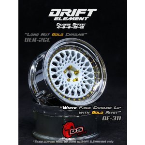 画像: DRIFT ELEMENT SERIES RIM：White Mesh Chrome Lip Gold Rivets