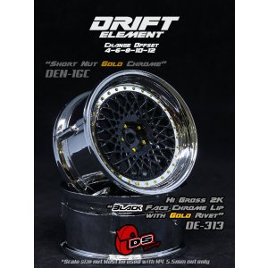 画像: DRIFT ELEMENT SERIES RIM：Black Mesh Chrome Lip Gold Rivets