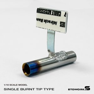 画像: スタンダードステンレスマフラー(シングル 焼色加工 出口径6Φ ステー⇔出口15mm)