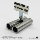 画像: スタンダードステンレスマフラー（Vデュアル　出口径8Φ　ステー⇔出口15ｍｍ）