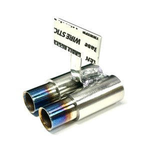 画像: 【取り寄せ品】スタンダードステンレスマフラー（並列デュアル　焼色・砲弾加工　出口径8Φ　ステー⇔出口15ｍｍ）