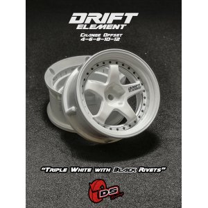 画像: DRIFT ELEMENT SERIES RIM：White 5Spokes White Lip Black Rivets