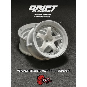 画像: DRIFT ELEMENT SERIES RIM：White 5Spokes White Lip Silver Rivets