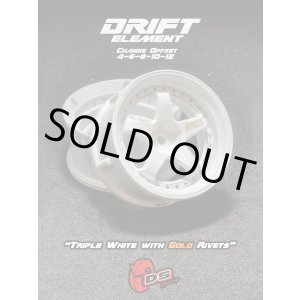 画像: DRIFT ELEMENT SERIES RIM：White 5Spokes White Lip Gold Rivets