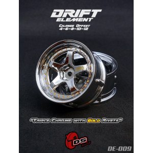 画像: DRIFT ELEMENT SERIES RIM：Chrome 5Spokes Chrome Lip Gold Rivets