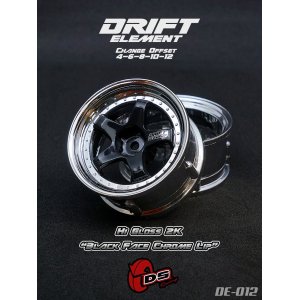 画像: DRIFT ELEMENT SERIES RIM：Gloss Black 5Spokes Chrome Lip Chrome Rivets