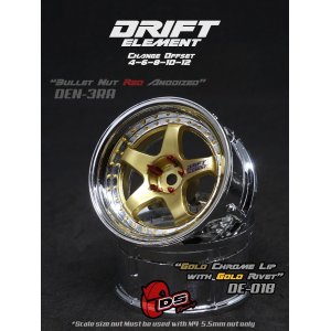画像: DRIFT ELEMENT SERIES RIM：Gold 5Spokes Chrome Lip  Gold Rivets