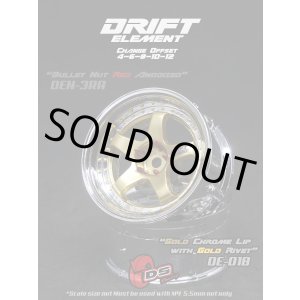 画像: DRIFT ELEMENT SERIES RIM：Gold 5Spokes Chrome Lip  Gold Rivets