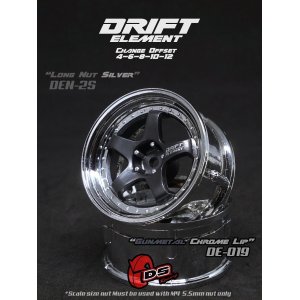 画像: DRIFT ELEMENT SERIES RIM：Gunmetal 5Spokes Chrome Lip Chrome Rivets