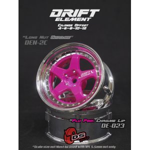 画像: DRIFT ELEMENT SERIES RIM：Flu Pink 5Spokes Chrome Lip Chrome Rivets