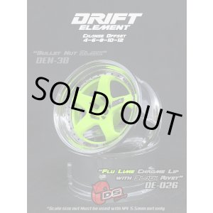 画像: DRIFT ELEMENT SERIES RIM：Flu Lime 5Spokes Chrome Lip Black Rivets