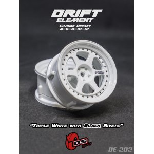 画像: DRIFT ELEMENT SERIES RIM：White 6Spokes White Lip Black Rivets