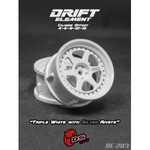 画像: DRIFT ELEMENT SERIES RIM：White 6Spokes White Lip Silver Rivets