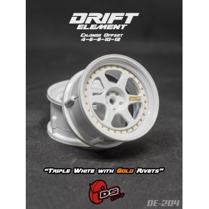 画像: DRIFT ELEMENT SERIES RIM：White 6Spokes White Lip Gold Rivets