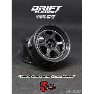 画像: DRIFT ELEMENT SERIES RIM：Black 6Spokes Black Lip Silver Rivets