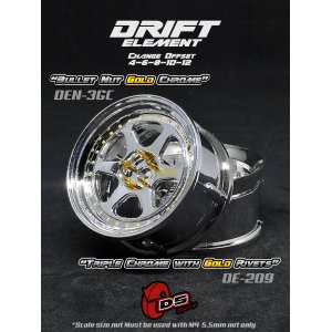 画像: DRIFT ELEMENT SERIES RIM：Chrome 6Spokes Chrome Lip Gold Rivets