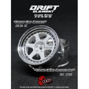 画像: DRIFT ELEMENT SERIES RIM：White 6Spokes Chrome Lip Chrome Rivets