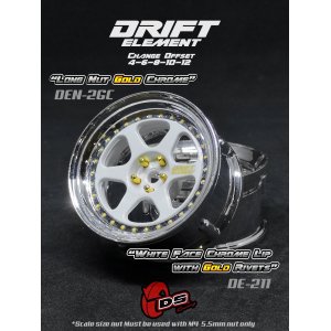 画像: DRIFT ELEMENT SERIES RIM：White 6Spokes Chrome Lip Gold Rivets