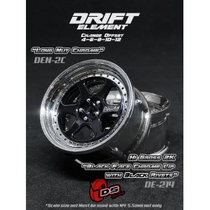 画像: DRIFT ELEMENT SERIES RIM：Gloss Black 6Spokes Chrome Lip Black Rivets
